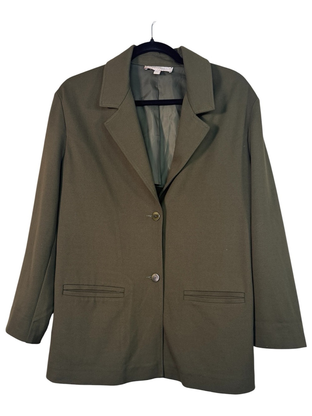 Max Mara Olive Green Boyfriend Fit Blazer Jacket Womens XL Preppy Corpcore Work